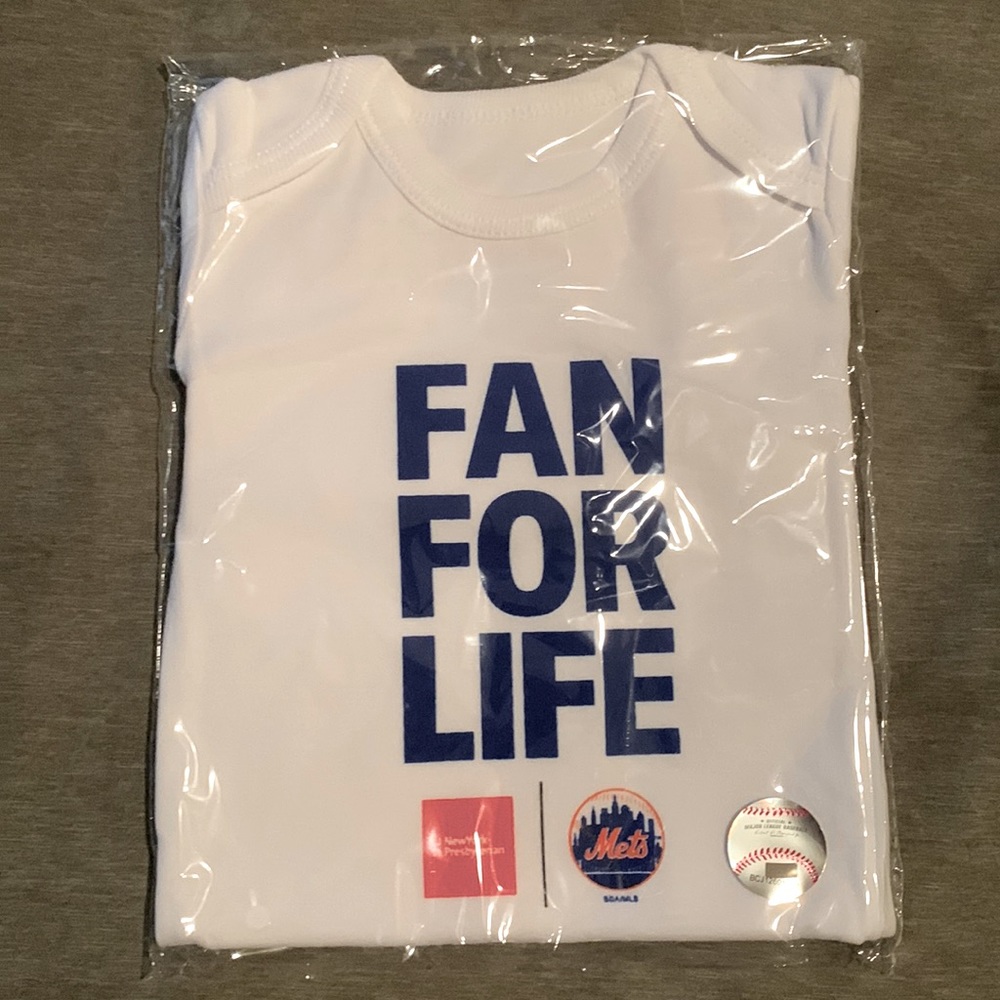 NY Meta Fan for life baby onesie 100% cotton